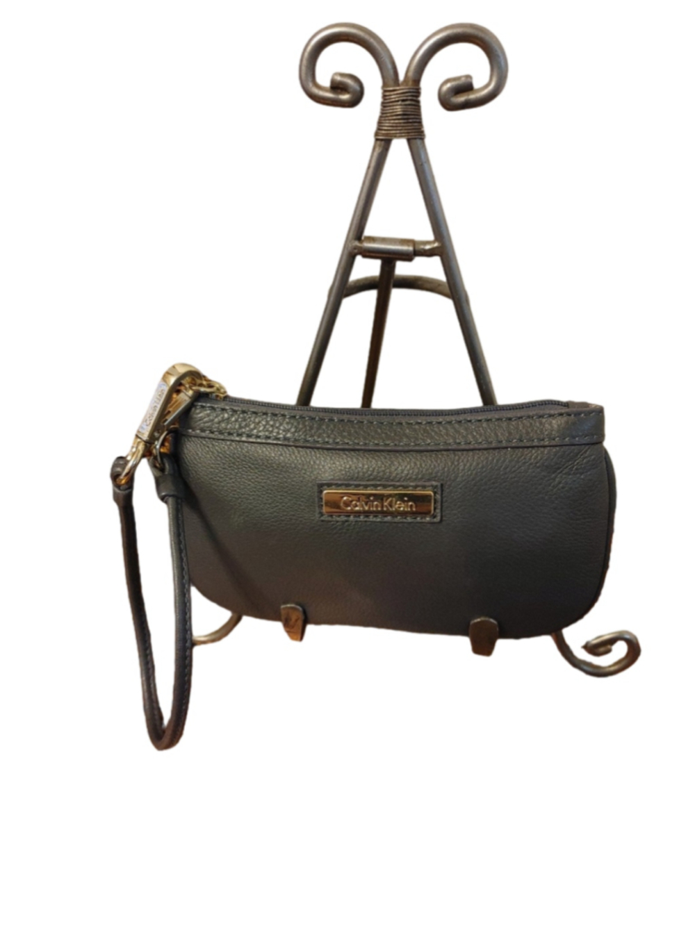 Calvin Klein Metallic Gun Metal Wristlet